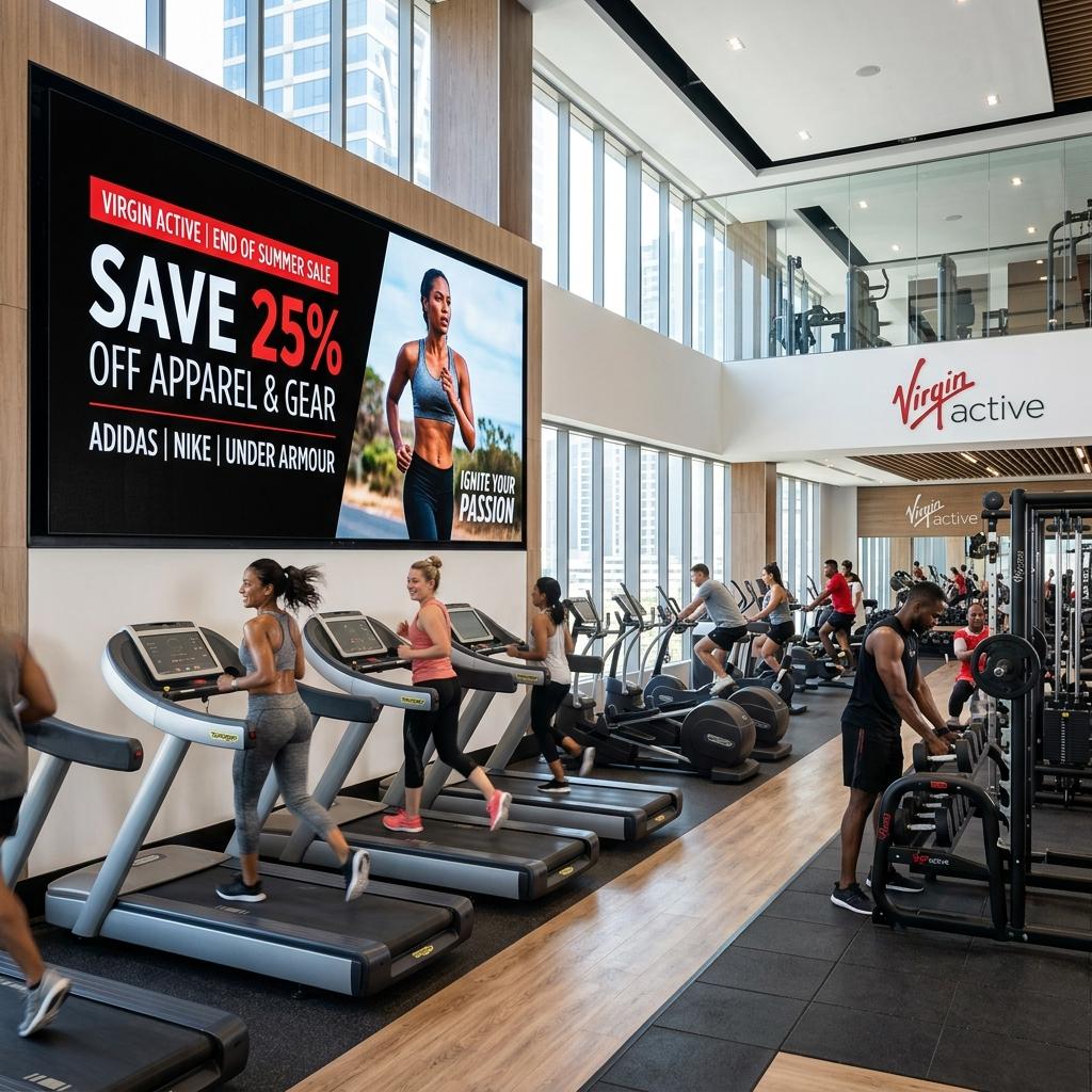 Virgin Active gym display screen